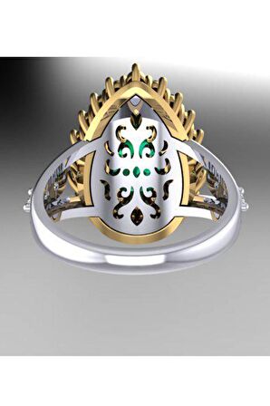Hürrem Sultan Serisi Yeşil Yeşim Zirkon Taşlı 925 Ayar Otantik Kadın Yüzük 