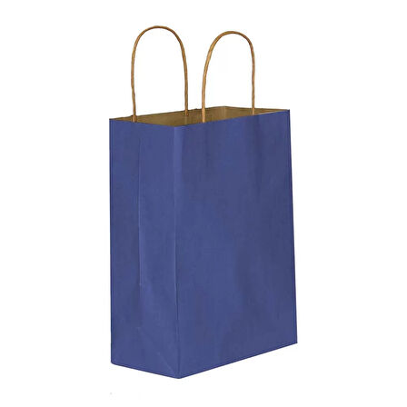 Lacivert Kraft Çanta Küçük Boy 18x8x24 cm 25 Adet