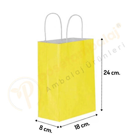 Sarı Kraft Çanta Küçük Boy 18x8x24 cm 25 Adet