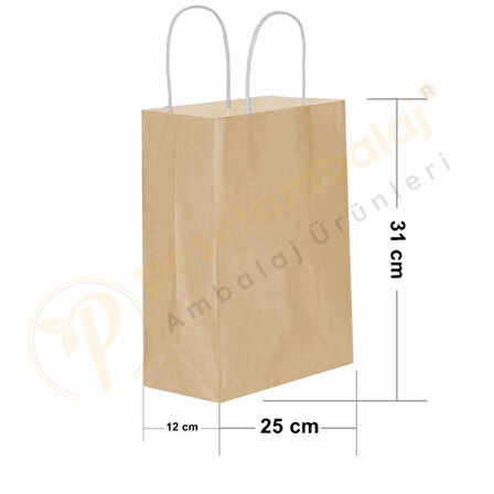 Naturel Kraft Çanta Orta Boy 25x12x31 cm 25 Adet