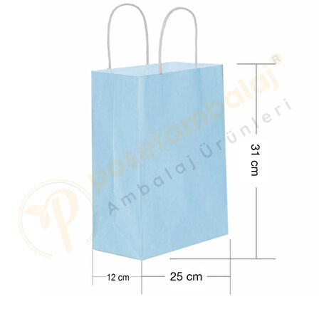 Mavi Kraft Çanta Orta Boy 25x12x31 cm 25 Adet