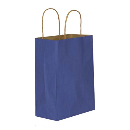 Lacivert Kraft Çanta Orta Boy 25x12x31 cm 25 Adet