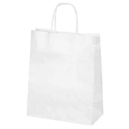 Beyaz Kraft Çanta Büyük Boy 31x12x41 cm 25 Adet