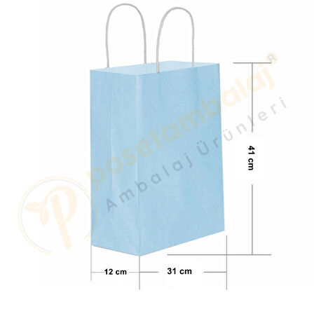 Mavi Kraft Çanta Büyük Boy 31x12x41 cm 25 Adet