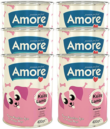 Amore Puppy Kuzulu Parça Etli Yavru Köpek Konservesi 6x400gr