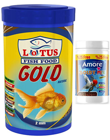 Lotus Gold Natural 1000ml, Goldy Mix Granules 125 ml Japon Balığı Yemi