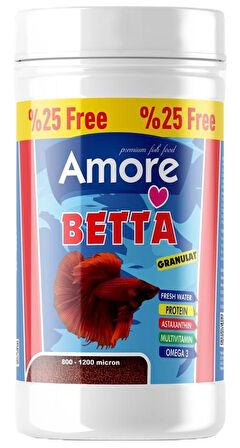 Betta Granules astaksantin 125ml, Rose 100ml Beta Balığı Yemi, Multivitamin