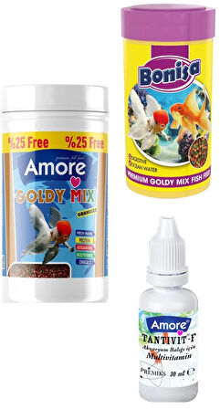 GoldFish Mix Granules 125ml, Bonisa 100ml Karışık Granül Japon Balığı Yemi, Multivitamin