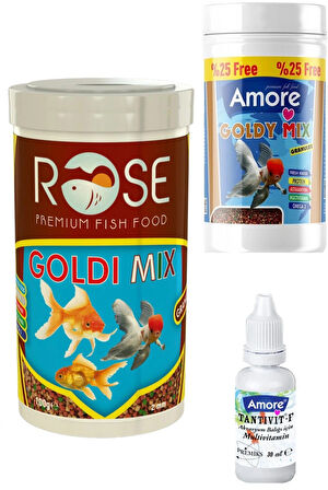 GoldFish Mix Granules 125ml, Rose 250m Goldi Mix Granül Japon Balığı Yemi, Multivitamin