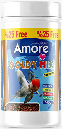 GoldFish Mix Granules 125ml, Rose 250m Goldi Mix Granül Japon Balığı Yemi, Multivitamin