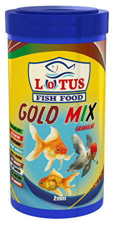 GoldFish Mix Granules 2x125ml, Lotus 1000ml Mix Gold Granül Japon Balığı Yemi, Multivitamin