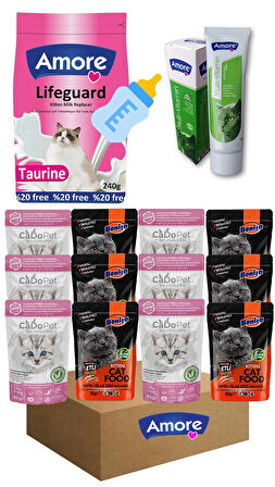 Avida-Kitten-Treats-2 Yavru Kedi Ödül Maması Paketi 1-Süt Tozu,12-Punch,1-Multivitamin