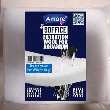 Akvaryum 80GR Silikonsuz Filtre Elyafı 66CM x 90CM Soffice