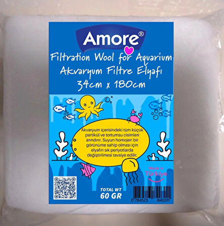 Akvaryum 60GR Silikonsuz Filtre Elyafı 34CM x 180CM Soffice