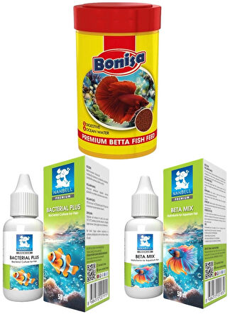 Bonisa Beta Yemi 100ml, Betta Mix Multivitamin 50cc, Bacterial Plus 50cc