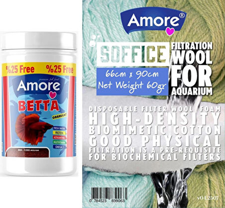 Amore Beta Balığı Yemi 125ml, 60gr Soffice Elyaf