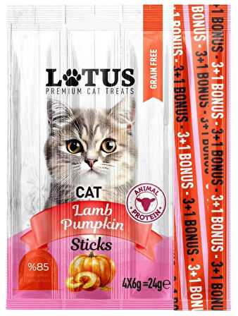 Kuzu Etli Bal Kabaklı 7 adet 4lü Leziz Kedi Sticks Lamb Ödül Çubukları %85 Et ve Türevleri