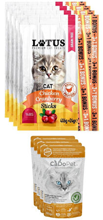 Lotus Tavuk Etli Kızılcıklı 4 adet 4lü Leziz Kedi Sticks Ödül Çubukları, 4 Chicken Punch