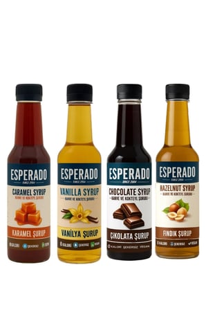 ESPERADO Şekersiz Kahve Şurubu Seti 4'lü 250 ml - Vanilya, Fındık, Karamel ve Çikolata