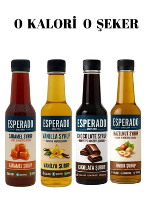ESPERADO Şekersiz Kahve Şurubu Seti 4'lü 250 ml - Vanilya, Fındık, Karamel ve Çikolata