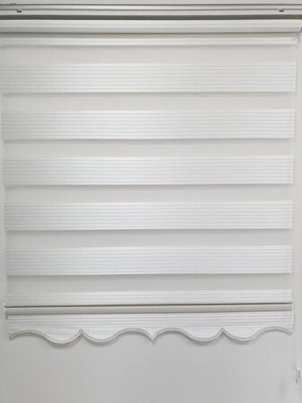 BBB Geniş Pliseli Simli Ekru Zebra Stor Perde MZ292