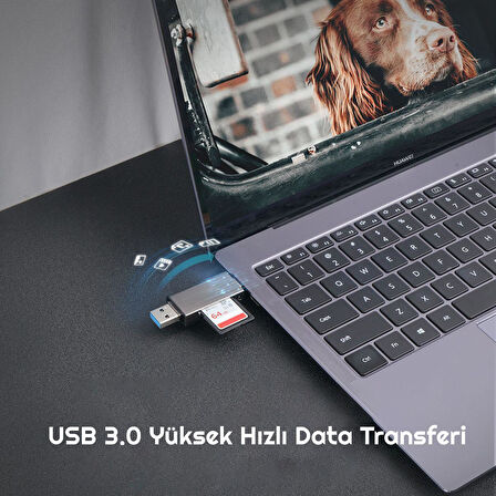 Exeo USB 3.0 Type-c Mikro USB SD TF OTG Hafıza Kart Okuyucu