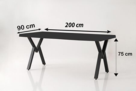 Kütük Mdf Masa Barok Ceviz  ( W Ayak ) 90 x 200 cm  