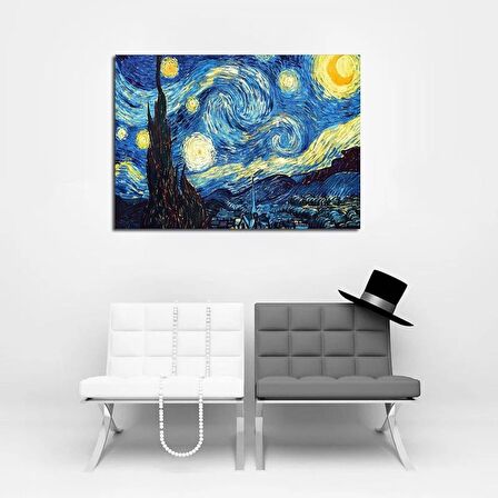 5D Elmas Boyama Mozaik Tablo Tuvale Gerili 40x50 cm Van Gogh Yıldızlı Gece Puzzle Tuval Seti