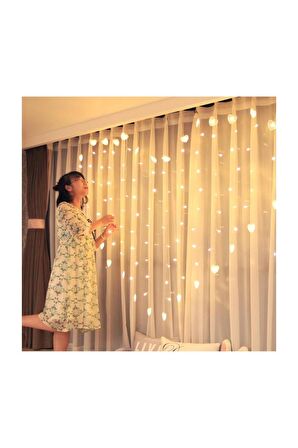 Kalp Şeklinde Gün Işığı Perde Led Fişli 2x1,50 cm