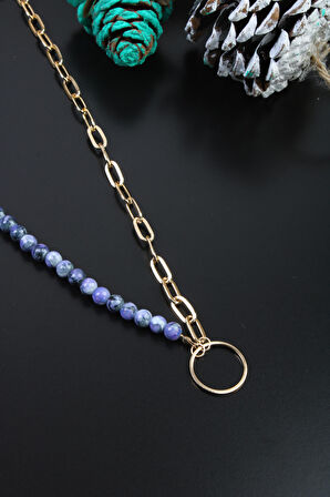 Soobepark Boncuklu Halka Tasarım Kadın Zincir Kolye Gold