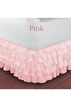 Pembe Fırfırlı Baza Eteği Pamuk Saten