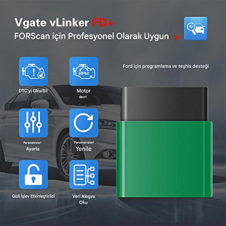 VLinker FD+  ELM327 OBD2 Araç Teşhis Cihazı BL