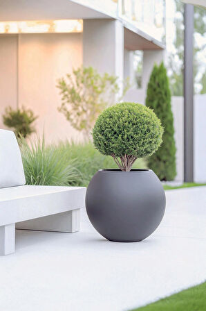 Aura Sphere Fiber Küre Saksı - Mat - 60CM x Yükseklik 50CM Büyük Boy