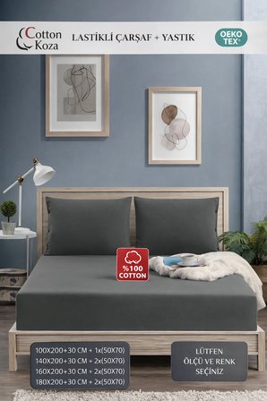 100x200 Ölçü Yastık Kılıflı , Lastikli Çarşaf Takımı %100 penye