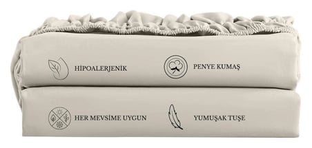 160X200 Ölçü Yastık Kılıflı , Lastikli Çarşaf Takımı %100 penye ( NATUR ) 