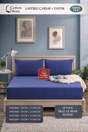 180x200 Ölçü Yastık Kılıflı , Lastikli Çarşaf Takımı %100 penye