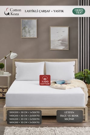 180x200 Ölçü Yastık Kılıflı , Lastikli Çarşaf Takımı %100 penye