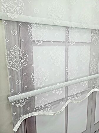 BBB Damask Desenli Çift Mekanizmalı Tül Stor Perde MT3049