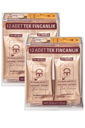 Kurukahveci Mehmet Efendi Sade Öğütülmüş Tek Kullanımlık Türk Kahvesi Folyo Kutu 24x6 gr 