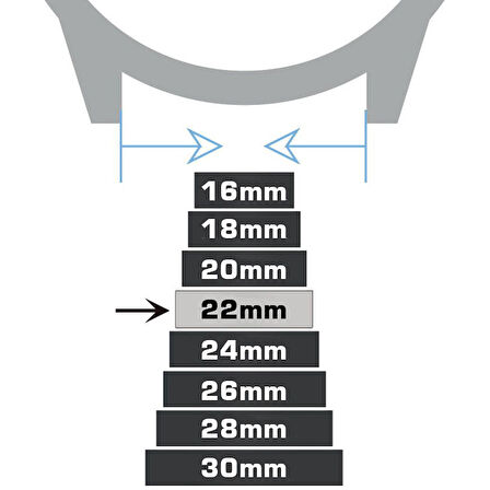 Siyah Saat Kordonu Kayış 22mm