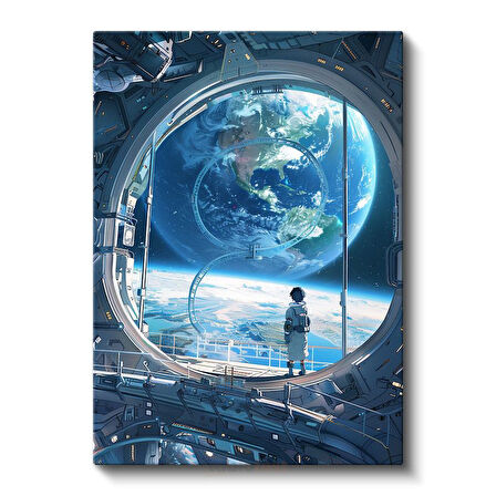 Uzay İstasyonu - Dünya Manzarası Anime Kanvas Tablo