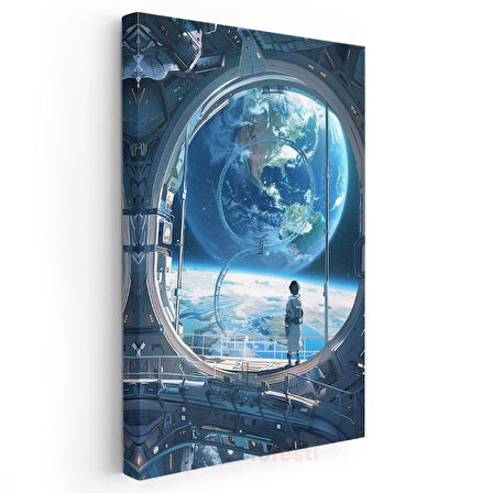 Uzay İstasyonu - Dünya Manzarası Anime Kanvas Tablo
