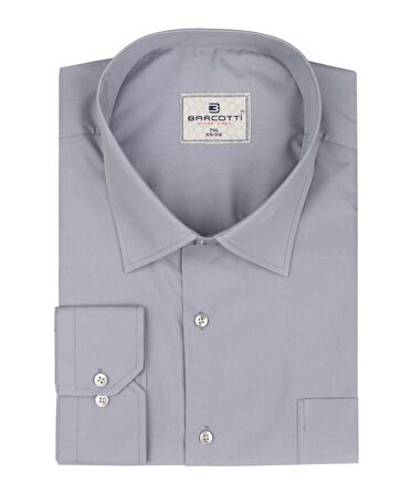 Erkek Büyük Beden 118-191 Kilo Arası İçin Uygun Cepli Klasik Gömlek Gri