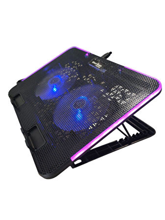 Shuriken ES4-SAMUI Laptop Soğutucu Stant 5 Kademeli -  2 FAN - RGB - 2 Port USB  (15>17")