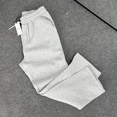  Baggy 3 İplik Şardonlu Bol Kesim Düz Paça Gri Eşofman Altı