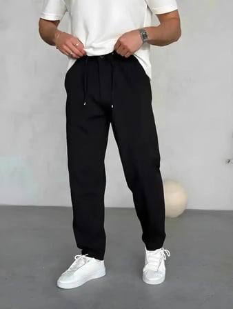 Gofre Kumaş Boyfriend Jogger Pantolon