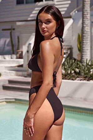Angelsin Şık Yüksek Bel Bikini Altı Siyah