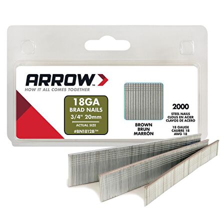 Arrow BN1812 20mm 2000 Adet Profesyonel Kesik Başlı Çivi 