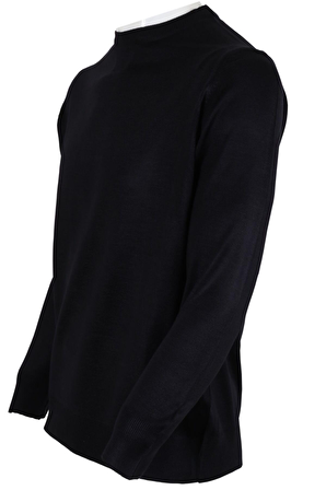 Erkek Kazak Klasik Normal Kesim Yünlü RAR00493 Lacivert Lacivert-XL