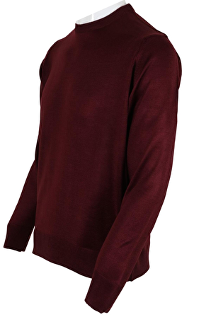 Erkek Kazak Klasik Normal Kesim Yünlü RAR00494 Bordo Bordo-XL